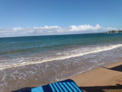 ArículaにあるCabaña Adicoraの海の景色を望むビーチ(青い椅子2脚付)