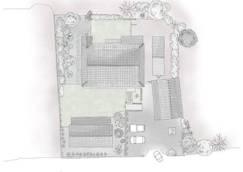 a drawing of a plan of a garden at 一棟貸し古民家宿「nagare」 in Iijima