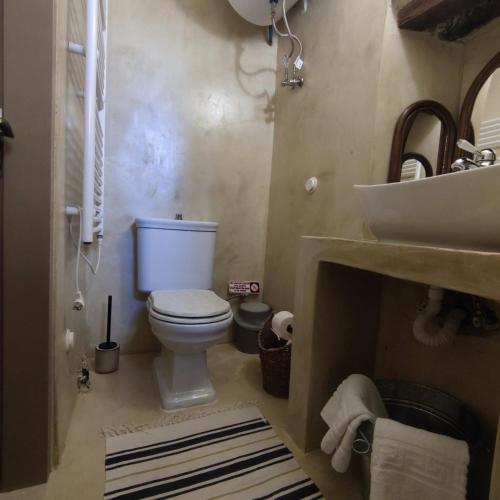 a bathroom with a white toilet and a sink at Casa Opuntia in Pappayiannádhes
