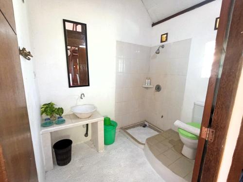 a bathroom with a sink and a toilet at Pondok Pisces Bungalows Balian Beach in Selemadeg