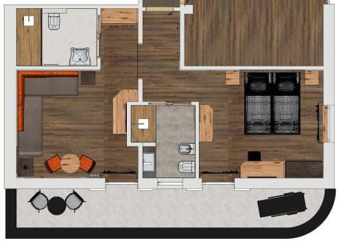 a floor plan of a small room with at Hotel Bellavista in Cavalese