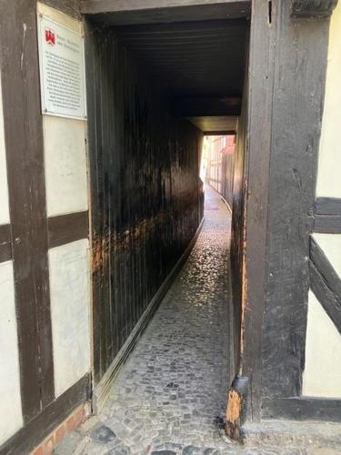 a dark tunnel with a stone path through it at Castrum Visum Wernigerode in Wernigerode