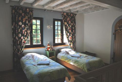 - une chambre avec 2 lits et 2 fenêtres dans l'établissement Le Saint moulin de La Petite Pierre, à Lohr