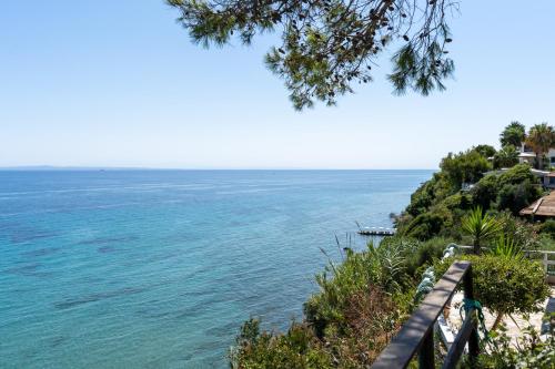 a view of the ocean from a hill at SkyBlue Horizon Studio 2 in Tsilivi
