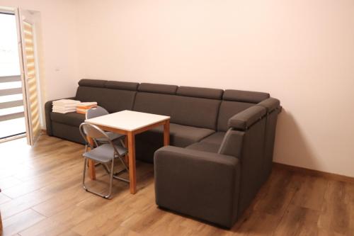 a living room with a couch and a table at Apartamenty Zator Energy Rest in Zator