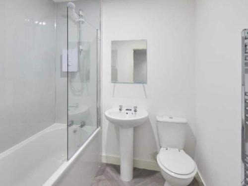 a bathroom with a toilet and a sink and a shower at Apartment 1 in Loftus by Belvilla in Loftus