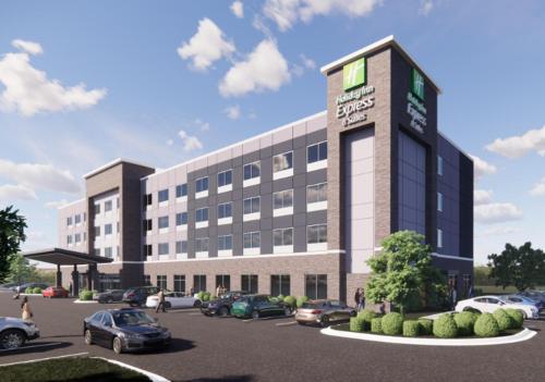 a rendering of a building with cars parked in a parking lot at Holiday Inn Express & Suites Benson by IHG in Benson
