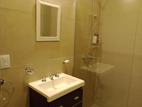 a bathroom with a sink and a shower at Moderna y Confortable casa nueva in Santiago del Estero