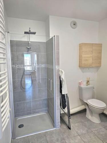 une salle de bain avec douche et toilettes dans l'établissement Saint-Denis Park, à Saint-Denis