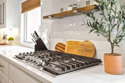 a stove top oven sitting on top of a kitchen counter at The George at 702 1 Mile to DT Springdale in Springdale