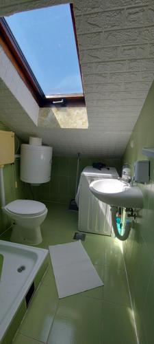 a bathroom with a sink and a toilet at Apartman "Andjela" in Belgrade