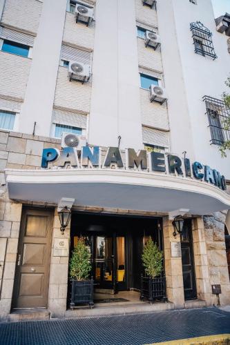 a building with a sign on the front of it at Gran Hotel Panamericano in Mar del Plata