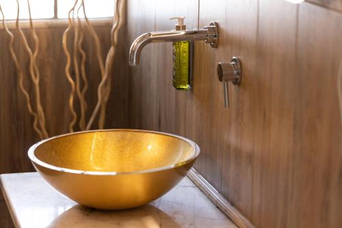 a gold bowl sink on a counter in a bathroom at B&B Residenza Marina in Marina di Carrara