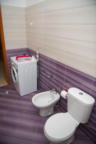 a bathroom with a toilet and a bidet at Vila Stefano Stepa in Tragjas