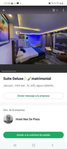 a page of a hotel room with a bed and a website at Mardeplata in Puerto López
