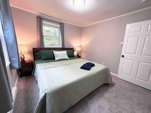 a bedroom with a bed and a window at Pocono Mountains Luxury Retreat with king bed & game room in Cresco