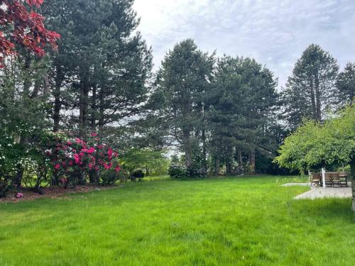 un campo de hierba con un banco en un parque en Cozy Retreat in Richmond en Richmond