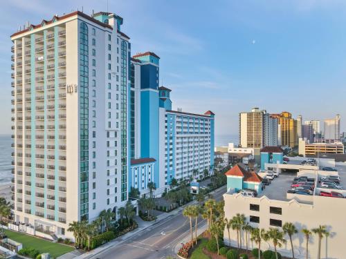 an aerial view of a city with tall buildings at Oceanfront Oasis in Myrtle Beach