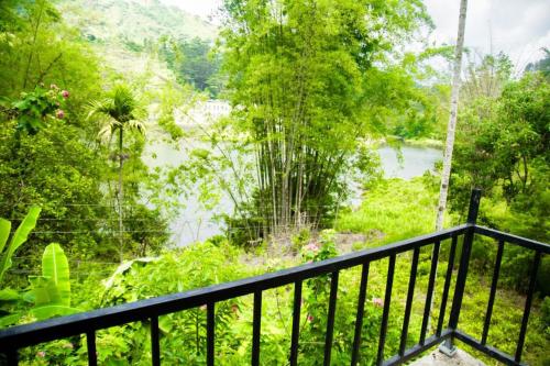 a balcony with a view of a river at Sun City Family Inn in Hatton