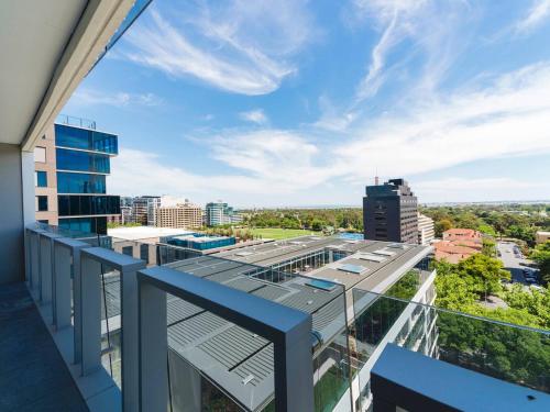 a view from the balcony of a building at Fawkner Apartment Bay-view 5 in Melbourne