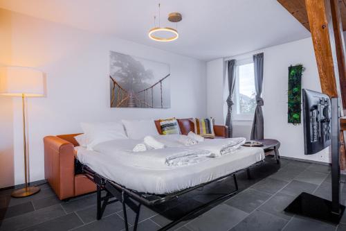 Postel nebo postele na pokoji v ubytování EH Apartments Uranus mit privater Sauna