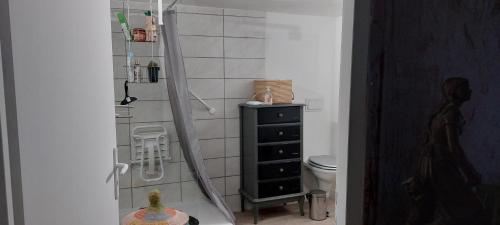 uma casa de banho com um chuveiro e uma mangueira em Cosy Appart em Marselha