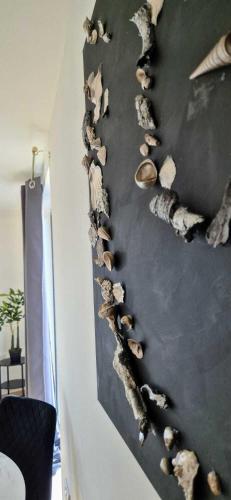 a group of shells on a wall in a room at Manchester Penthouse - 2 Bedroom Apartment in Manchester