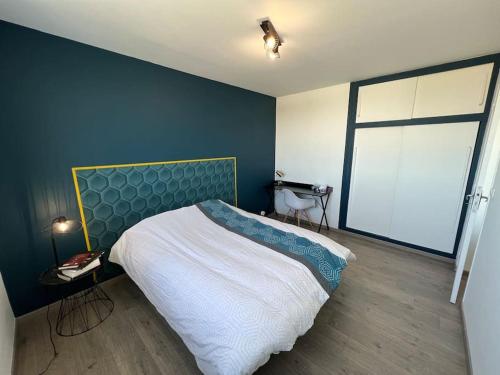 Une chambre privée bleu dans un appartement partagé