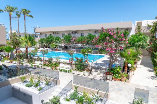 an overhead view of a resort with a pool and plants at Missiria Apartments in Rethymno Town