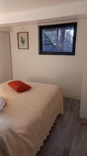 a bedroom with a bed and a window at Appartement individuel en maison in Beaumont-sur-Oise