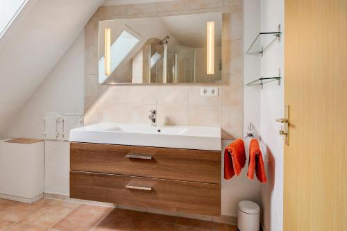y baño con lavabo y espejo. en Haus am Südhang, en Lenzkirch