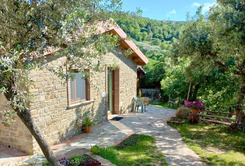 a stone house with a pathway next to a building at Villa Nigro in Laureana Cilento