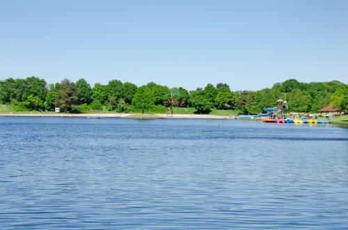 a large body of water with trees in the background at Ferienwohnung Otte in Apen