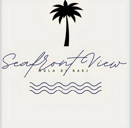 a palm tree on a white background with the words serenity new south beach at Seafront View in Mola di Bari