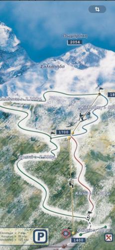 a map of a river with a mountain in the background at ElatoVillage in Elatochori