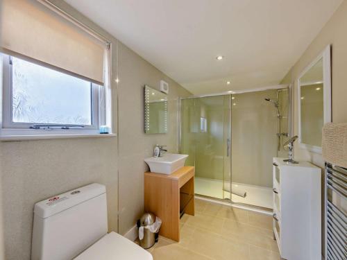 een badkamer met een toilet, een wastafel en een douche bij 2 Bed in Nantwich 93266 