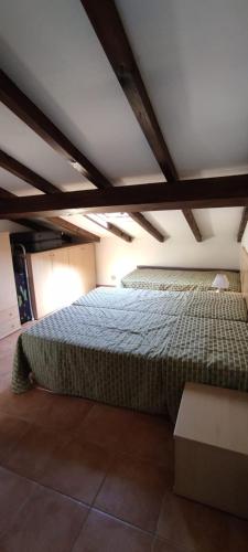 une chambre avec deux lits dans un grenier dans l'établissement Appartement T3 Marine de Bravone proche mer, à Linguizzetta