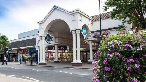 a shopping center with a store on a street at Elevate at Fleet Heights Apartment Seven in Fleet