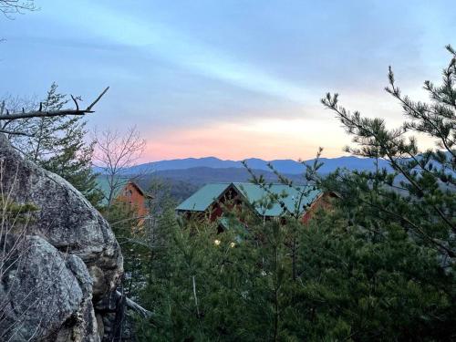 a view of a house in the mountains at Highland View Cabin in Pigeon Forge