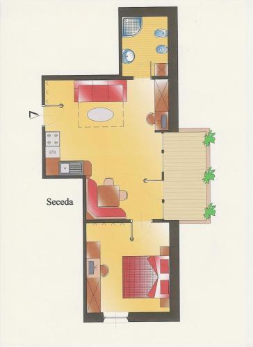 a drawing of a floor plan of a house at Apartments Ansciuda in Ortisei