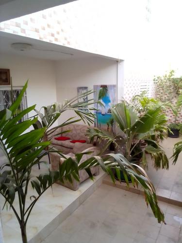 a room with plants and a painting on the wall at KEUR MARIE FAYE in Mbour