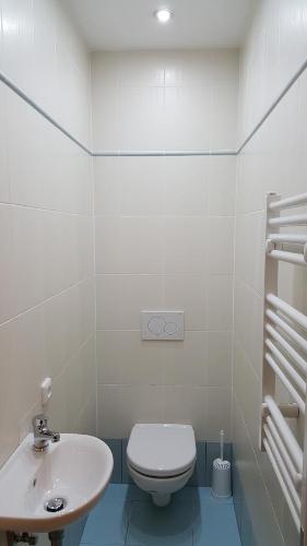 a bathroom with a toilet and a sink at Penzion Sofi in Prague