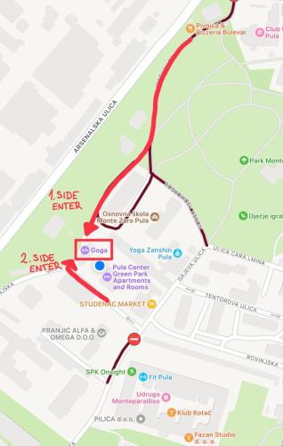 a map of the kite center in dublin at Goga in Pula