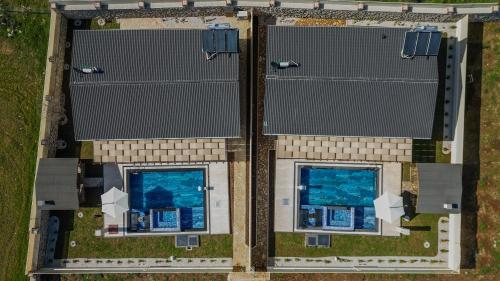 an overhead view of two roofs of a building at Oryap Villaları in Beyköyü