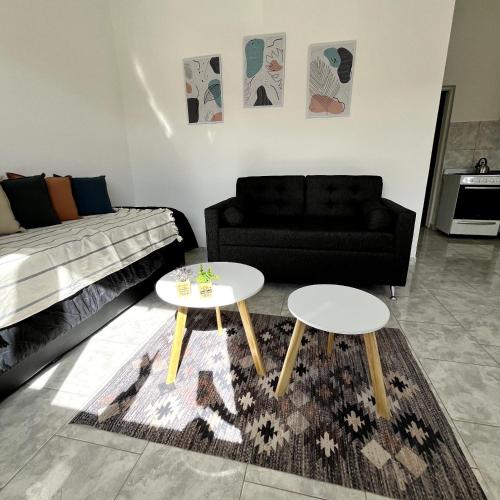 a living room with two tables and a couch at Aires del sur Patagonia I Departamento N°5 in Río Gallegos