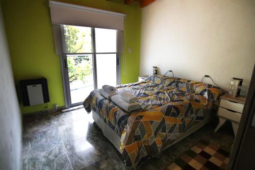 sypialnia z łóżkiem w pokoju z oknem w obiekcie Aire Montañas w mieście Malargüe