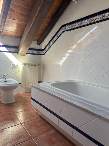 a bathroom with a bath tub and a toilet at Casa Goris in Merza