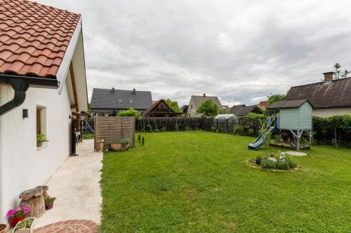 an aerial view of a yard with a house at Idyllic holiday home - relaxation place in Leibnitz