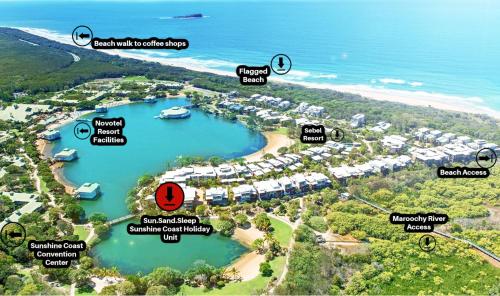 a map of the resort and the harbor at Large Family Sized Unit with Watersports, Maroochy River, Lagoon, and Beach Access in Twin Waters