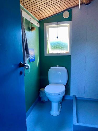 un piccolo bagno con servizi igienici e finestra di Peace And Quiet In Idyllic Original Cottage a Gørlev